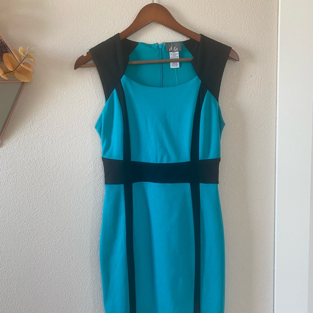 Dots Teal and Black Midi Dress